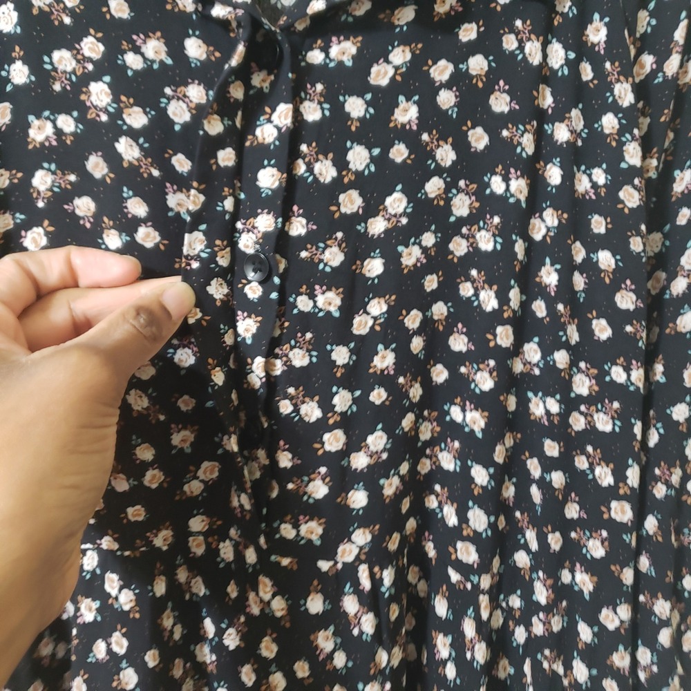 Natural Life Rebecca Tiered Midi Dress Ditsy Floral Black XXL Cottage Boho - Picture 3 of 10